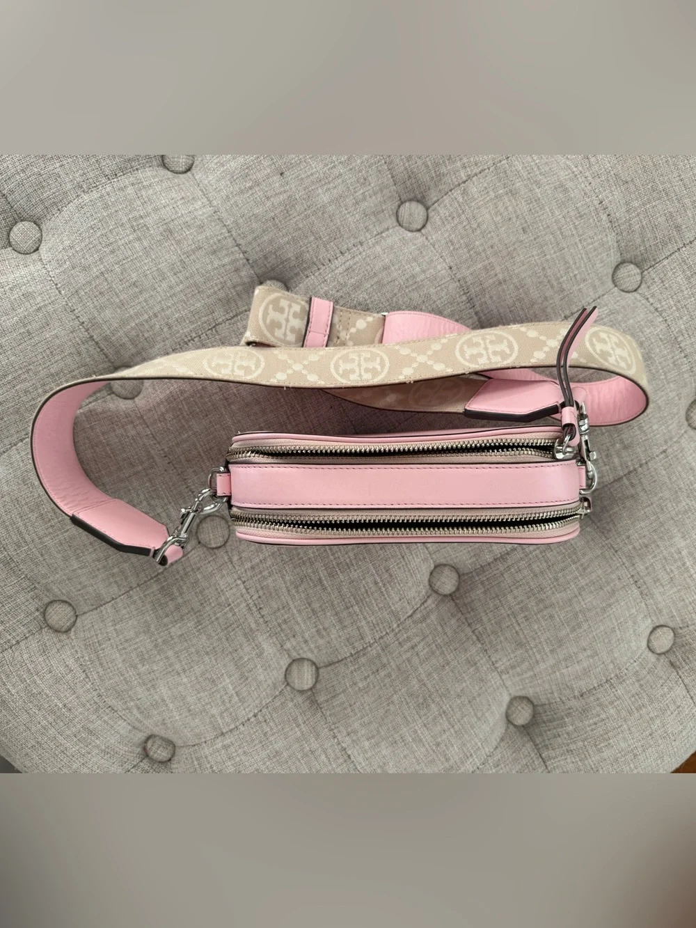 Tory Burch Blush Pink Leather Logo Crossbody